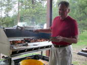 Bob Fawcett cooking chicken