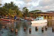 Wrecked boat on beach